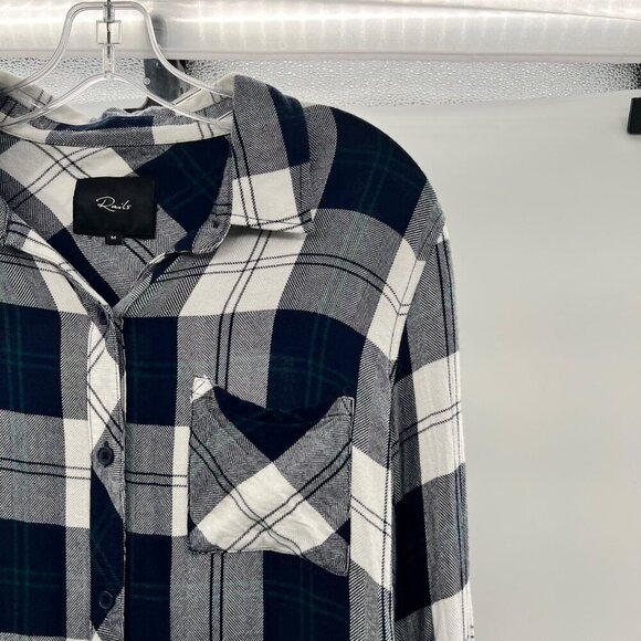 Rails Women's Long Sleeve Button Up Plaid Shirt Navy/White Size Medium - Picture 4 of 9